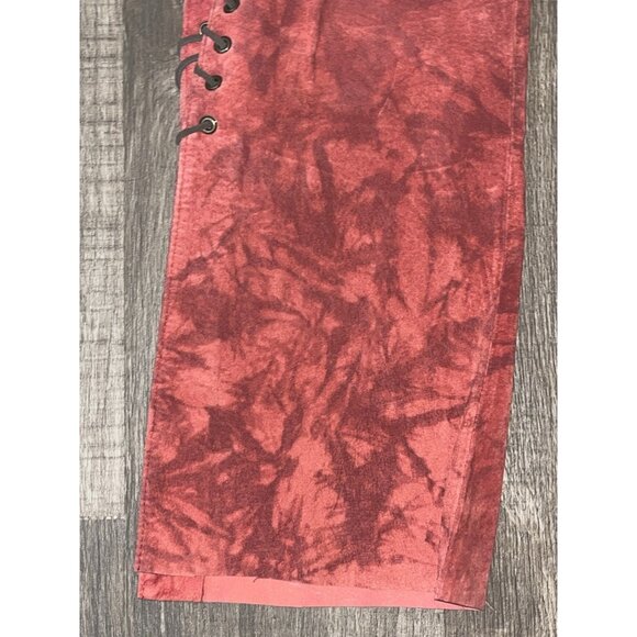 Vintage 90s Bebe Suede Leather Side Lace Up Mid Rise Pants Size 4 Bottom Slits - Picture 4 of 13